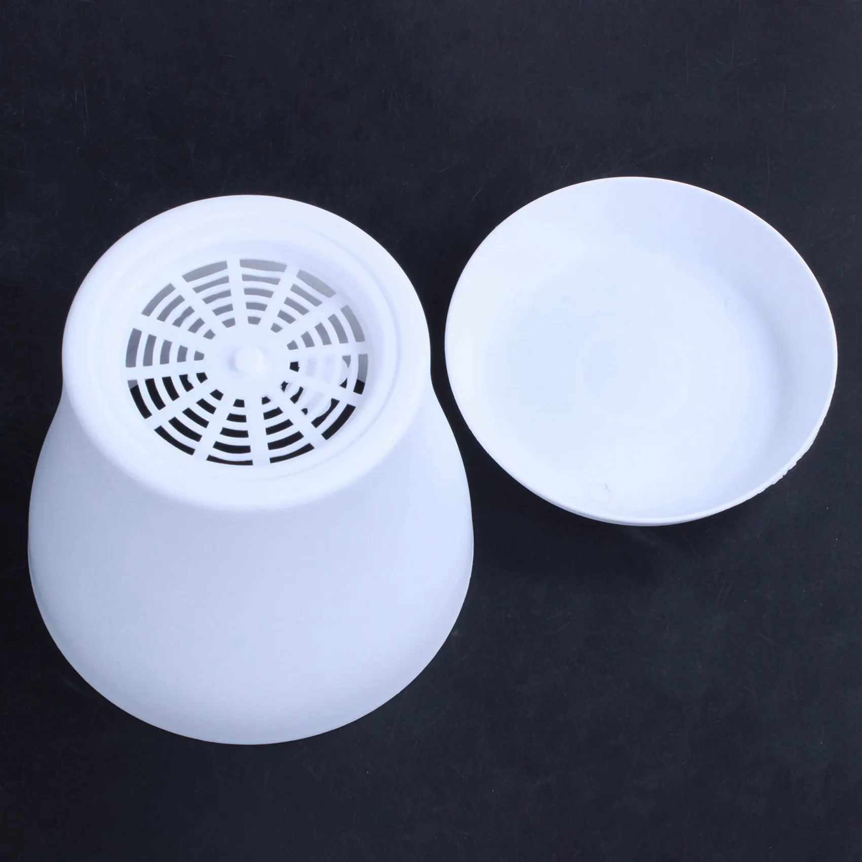 A53Q-2X Plastic Plant Flower Pot Planter With Saucer Tray Round Gloss Home Garden Decor, White Upper Caliber -, 14Cm