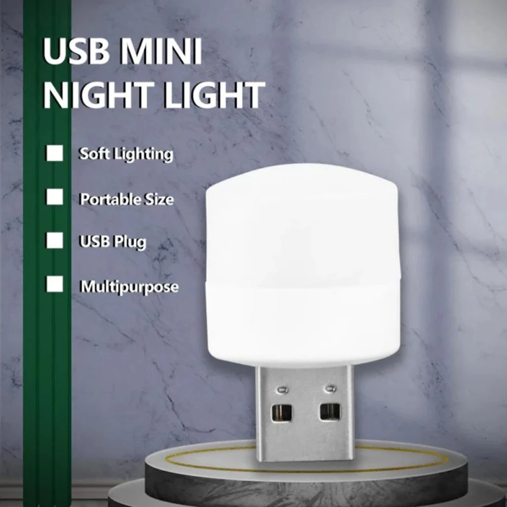 10 szt. Kolorowa przenośna lampka nocna z USB do czytania z lampką nocną mała lampa Power bankiem ładującym oświetlenie z wtyczką USB