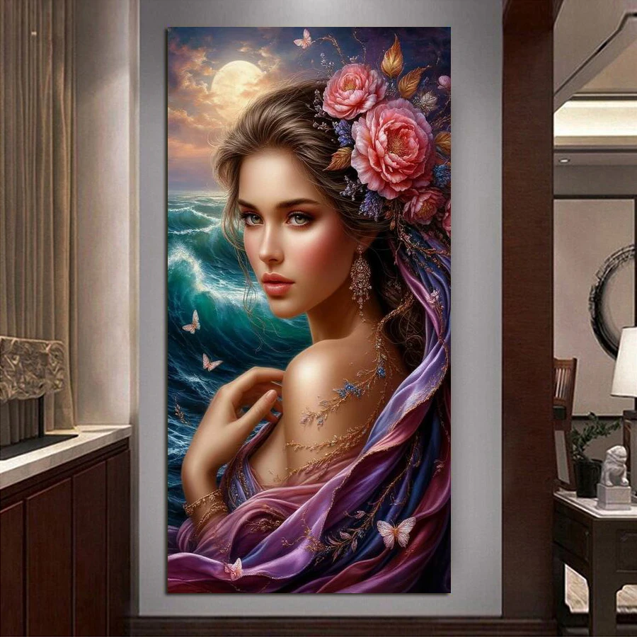 

Women and White Pigeons Large Size Diy Diamond Painting Kits Bird Pretty Lady Full Square Round Drill Mosaic Embroidery Picture