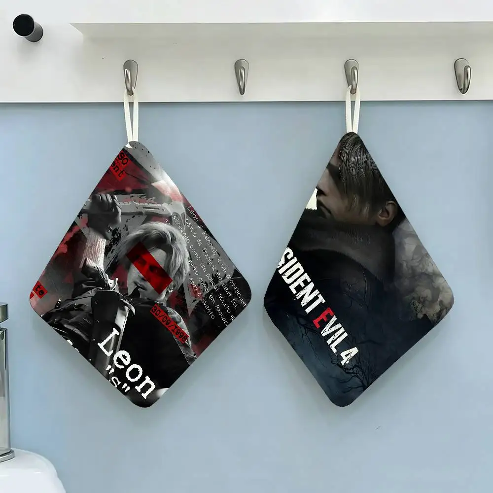 Game Leon Scott Kennedy Polyester Cotton Hand Wiping Towel with Hanging Loop, Lightweight for Home and Commercial Use