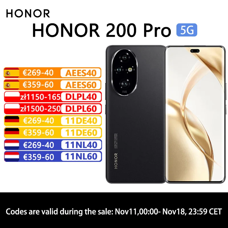 HONOR 200 Pro 5G 12GB + 512GB,Snapdragon 8s Gen 3,50 MP camera, 100W charging, wireless charging, 5200 mAh, global version