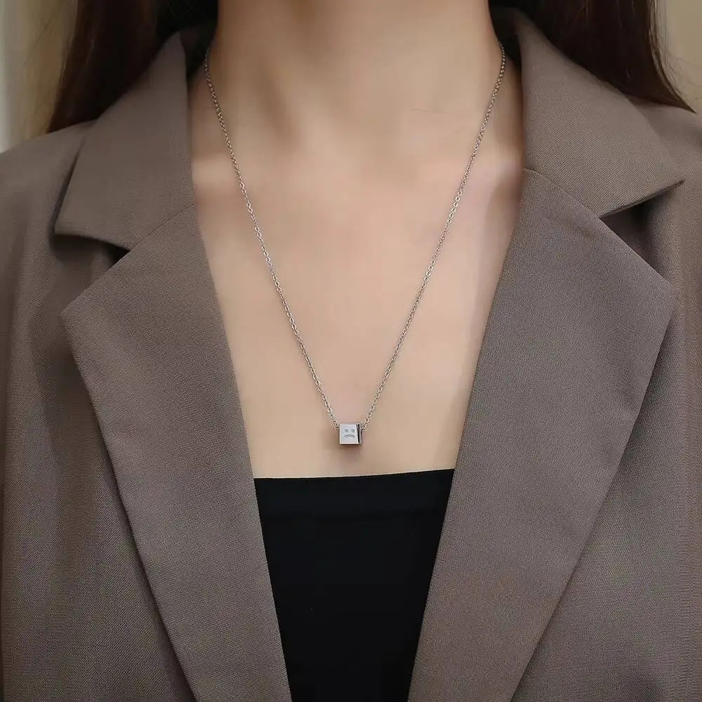 الفولاذ المقاوم للصدأ مكعب قلادة قلادة مجوهرات النساء هدية له #1