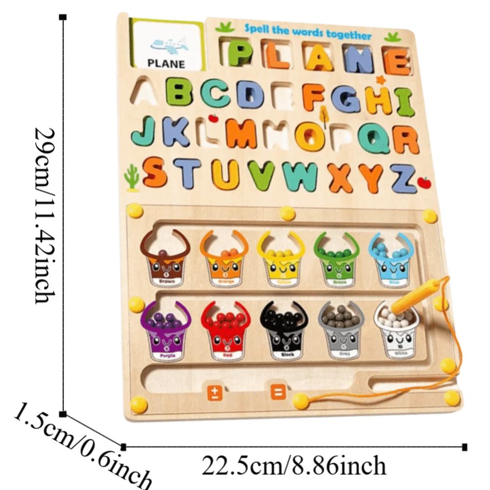 Jouets de conception 2 en 1 pour âges de 2 à 4 ans, matériau en bois, Puzzle magnétique de couleur assortie, perles magnétiques, planche de Puzzle en bois Montessori