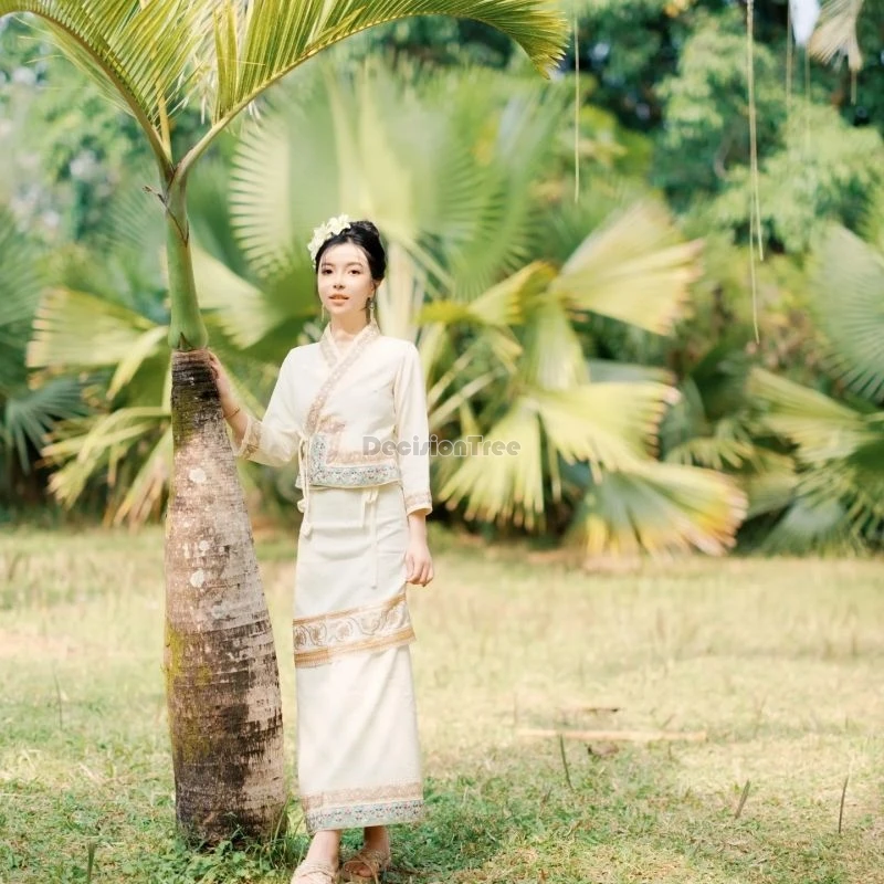 2025 estilo sudeste asiático temperamento ropa tailandesa chino dai étnico salpicaduras prenda festival viaje fotografía traje