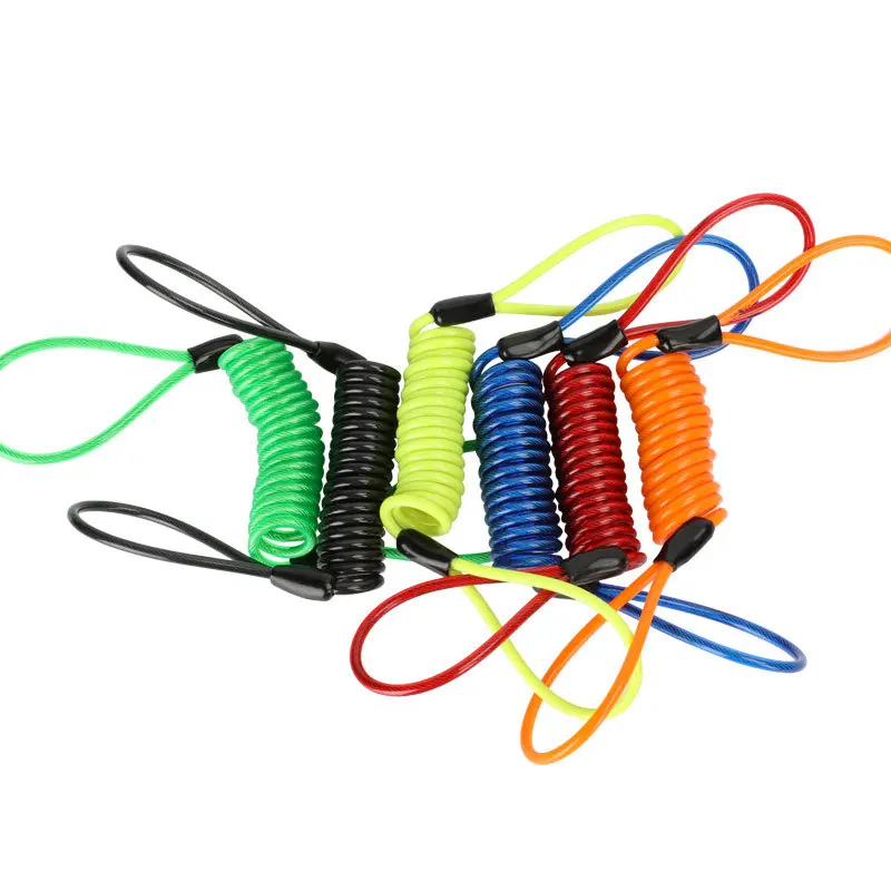 3pcs  120cm Motorcycle Bicycle Disc Brake Helmet Lock Reminder Rope Spring Rope Anti-theft Cable Alarm Lock Rope