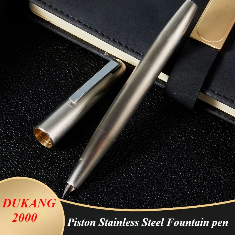 

DUKANG 2000 Full Metal Fountain Pen with Stainless Steel Piston Hooded Nib F 0.5mm Office Business Writing Smooth Ink Pen Gift