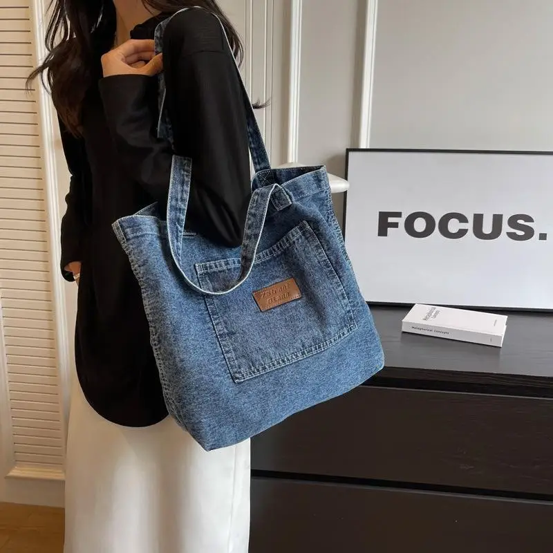 Designer-Handtasche aus Denim, luxuriöse Designer-Tragetasche, modische Clutch-Taschen, einfarbige, schlichte Damen-Handtaschen für den täglichen Gebrauch, 202 – Detail 3