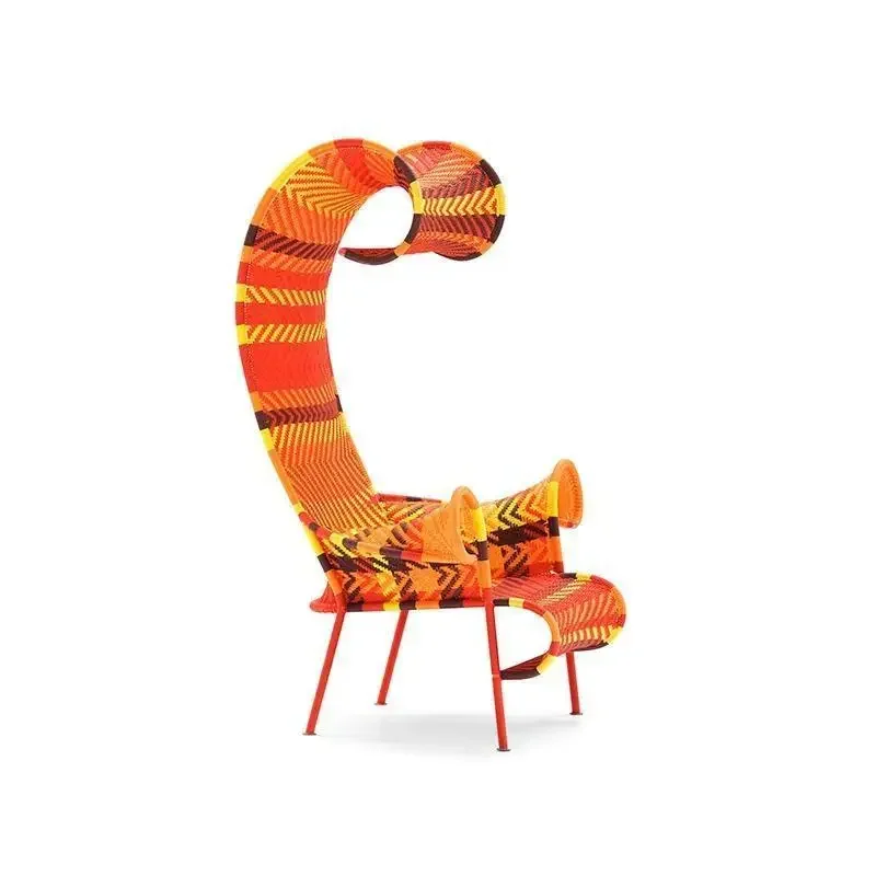 Outdoor courtyard sofa handmade, rattan creative Internet celebrity armrest, high backrest queen chair B & B, park art furniture