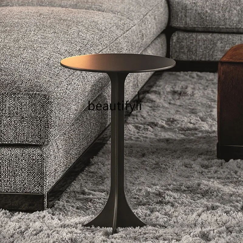 

Cy56 Italian minimalist side table, modern living room sofa corner table,Nordic light luxury round stainless steel small coffee