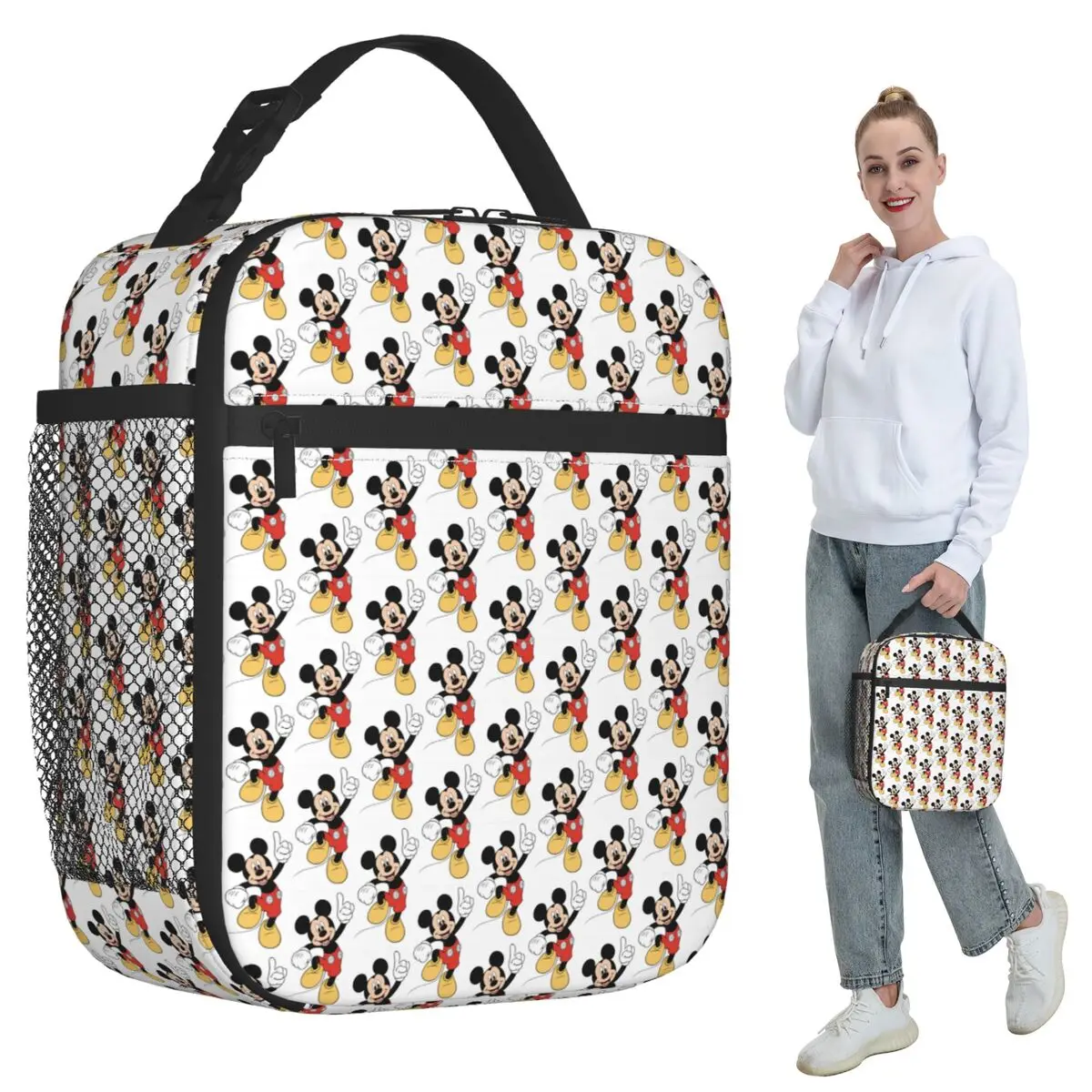 

Cartoon Mickey Mouse Insulated Lunch Bag for Women Office Cooler Thermal Food Box Tote Portable Lunch Boxes Container