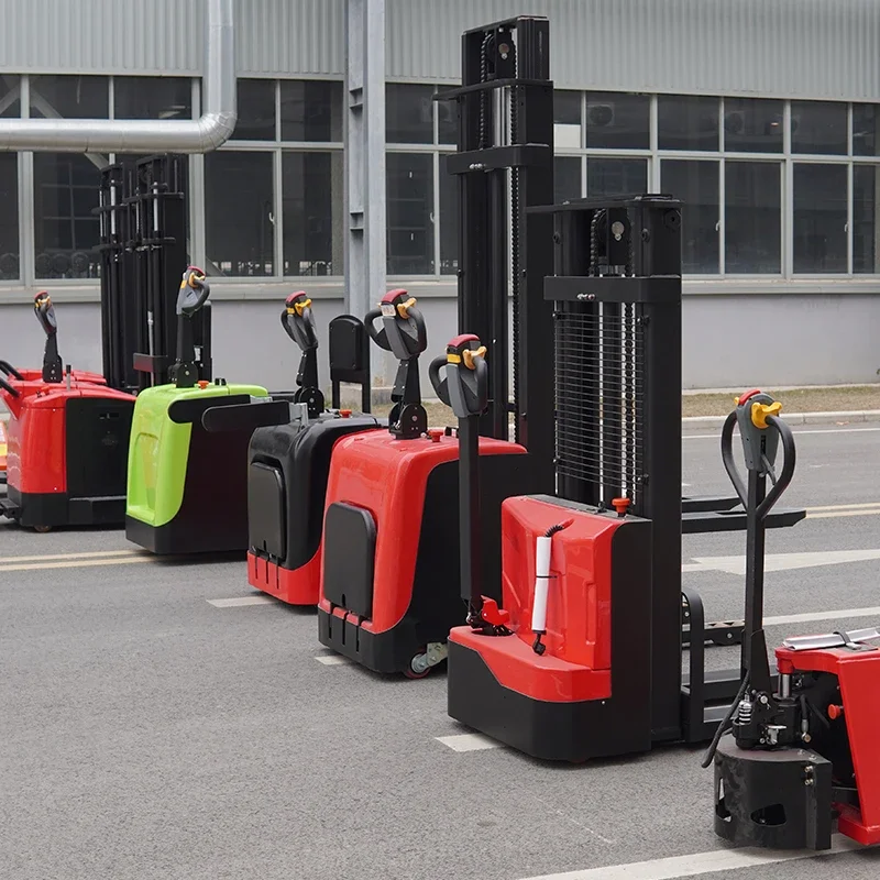 Electric Stacker 1.5T 2T Triplex Mast 4-5M Lift Lithium Battery Straddle Legs Warehouse Pallet Stacker Forklift