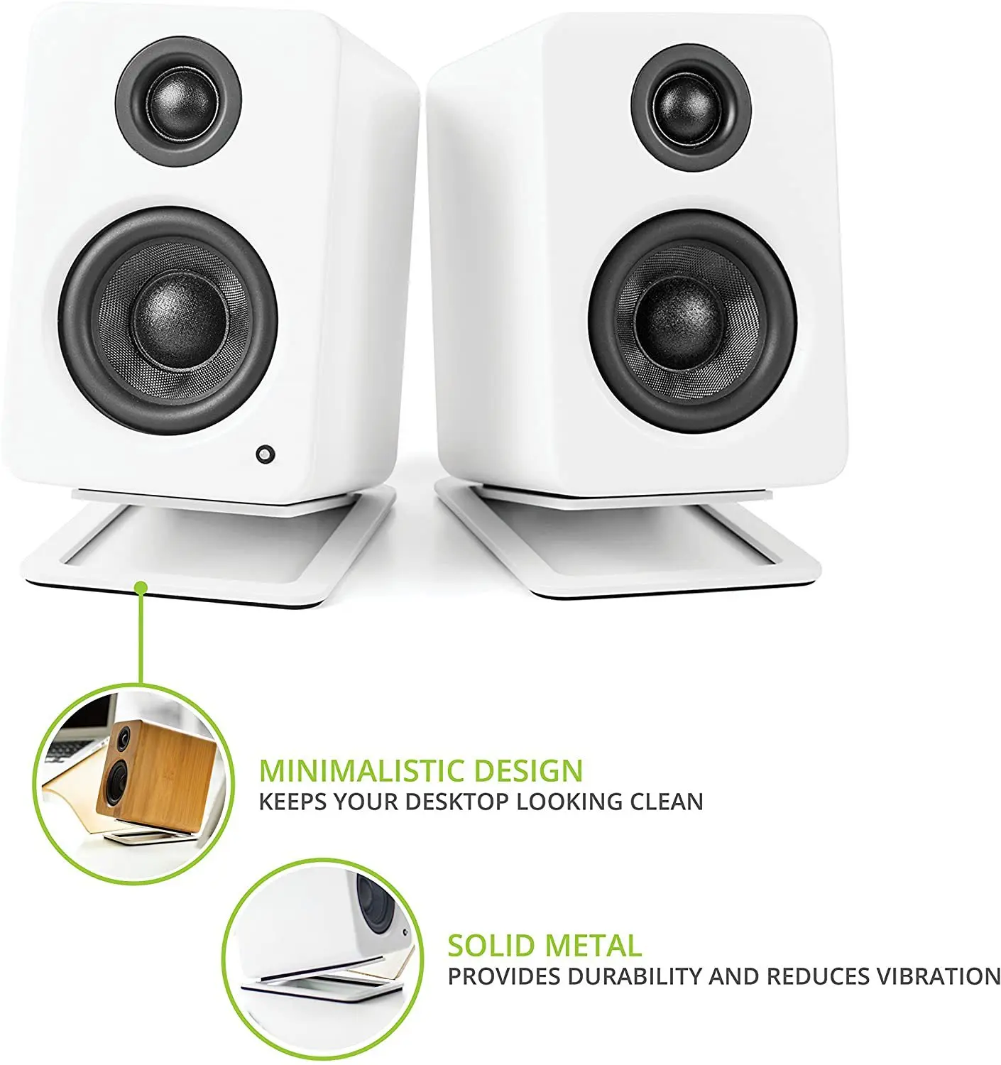 2pcs Desktop Speaker Stands for Medium Bookshelf Speakers & Mid-Size 3”-4” for Edifier MR4 White Desk Setup Supplies