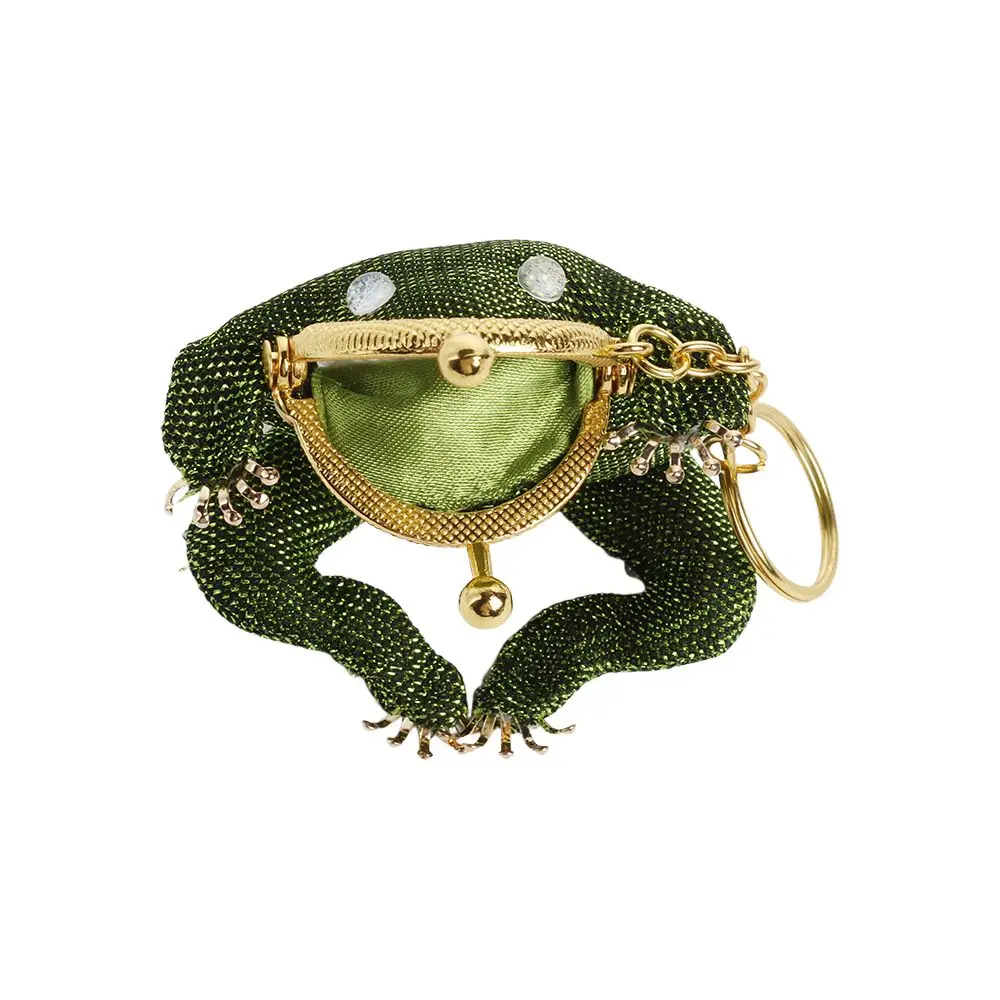 Gifts Mini Charming Frog Coin Purse Kiss Lock Closure Beaded Keychain Coin Purse 3D Cartoon Style Bag Accessories for Girls