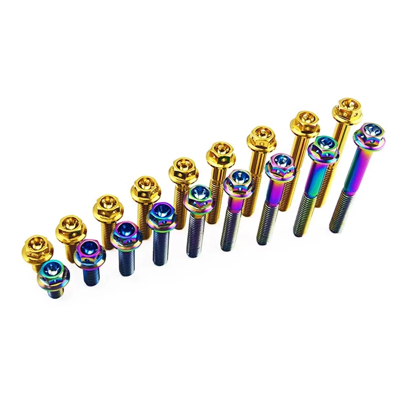 1Pcs Titanium Bolt M6 M8x10~60mm Flange Inner Outer Hexagon Screws For Motorcycle Disc Brake Refitted Pitch 1.0mm 1.25mm