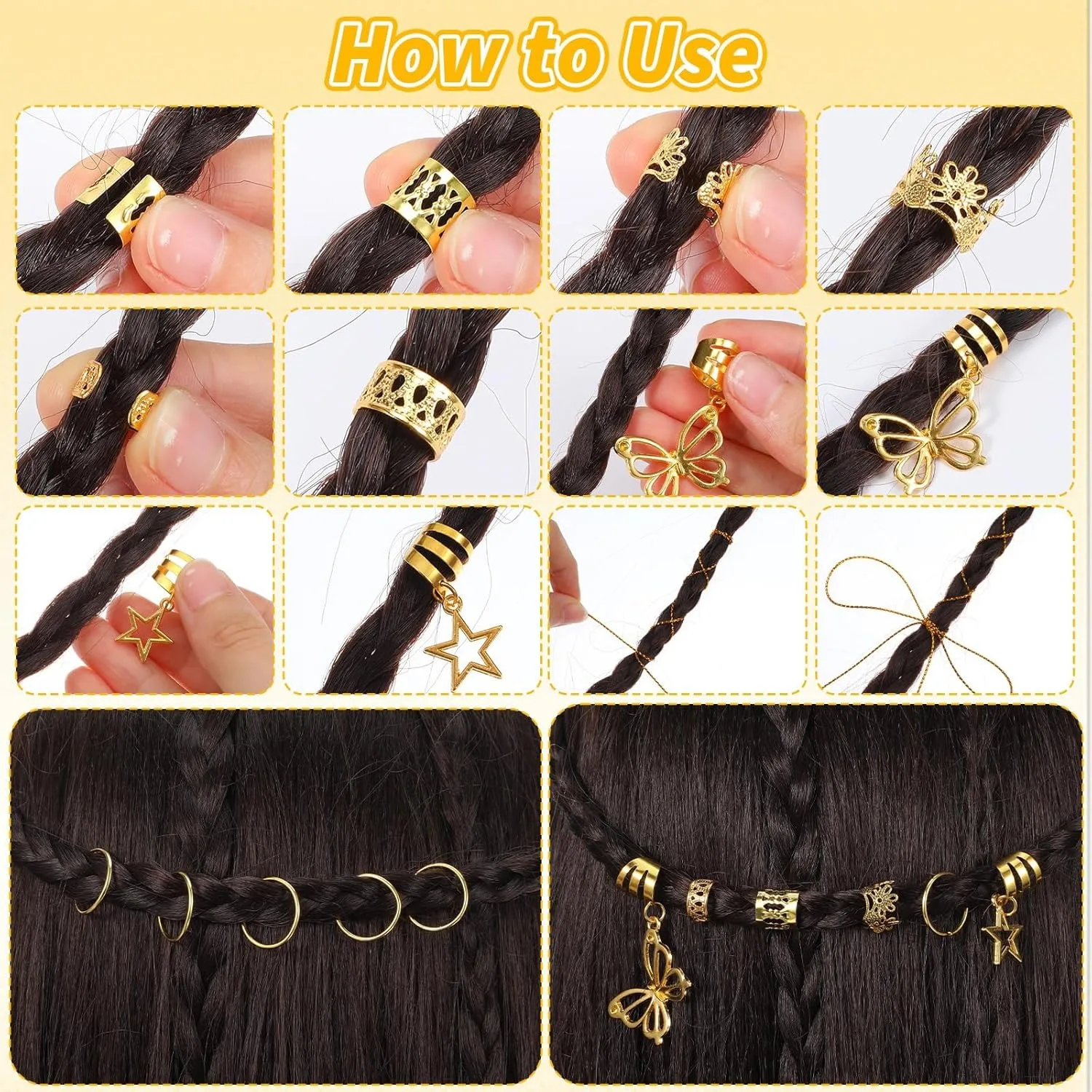 48pcs Star and Butterfly Adjustable Hair Cuffs