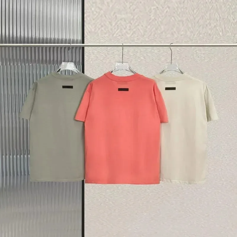 الكلاسيكية العلامة التجارية الصدر صف مزدوج يتدفقون خطابات تي شيرت الموسم 8 خط مزدوج شارع العليا فضفاض رجالي قصيرة الأكمام زوجين تي شيرت #3