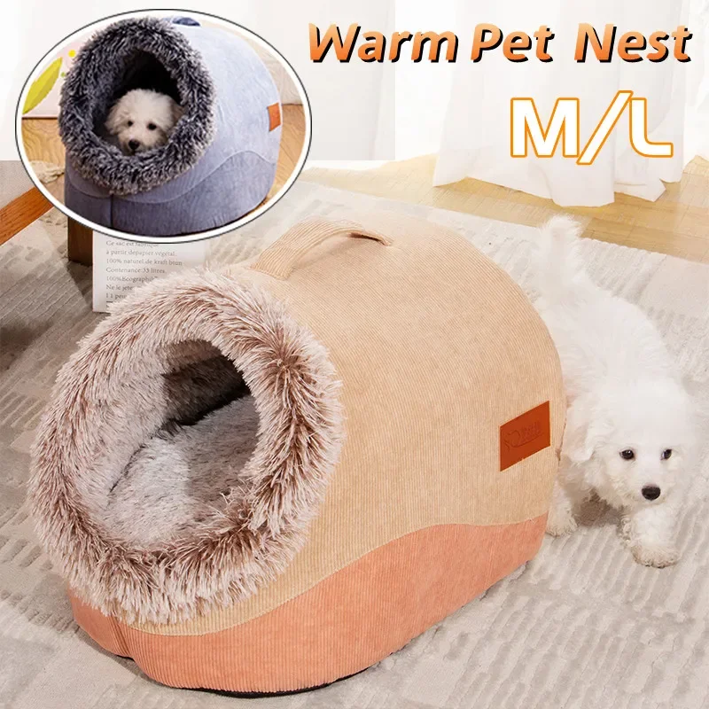 

M/L Winter Cozy Pet House Dogs Soft Nest Kennel Sleeping Cave Cat Dog Puppy Warm Thickening Tents Bed Nest For Small Dogs Cats