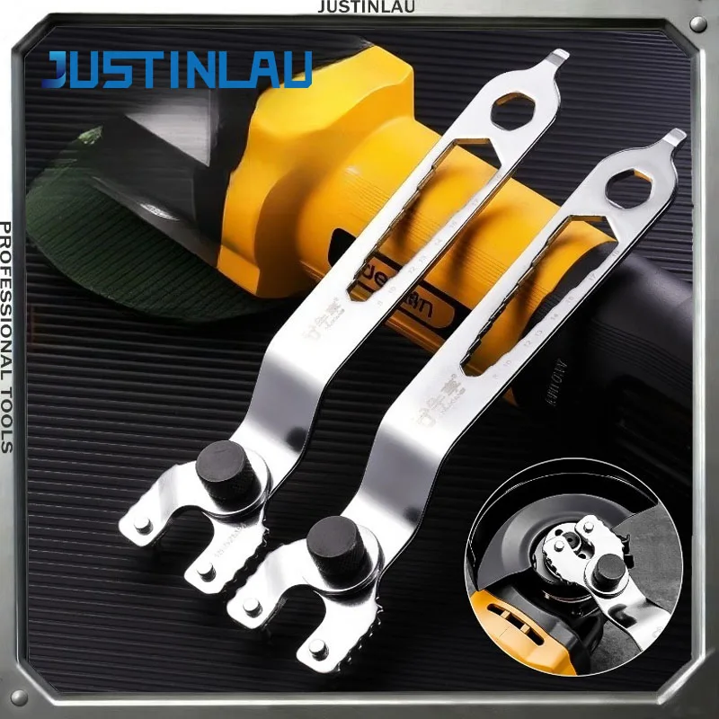 JUSTINLAU 1 Piece 12 in 1 Adjustable Angle Grinder Wrench Universal Spanner Key for Locking Nuts  Grinder Disc Change Tool