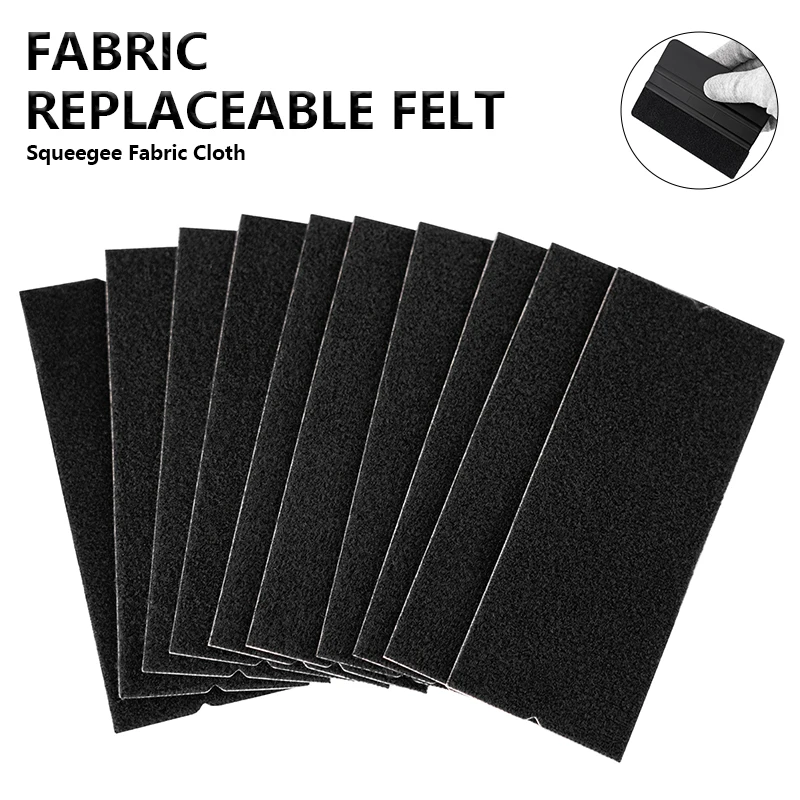 

10Pcs Blak Squeegee Felt Cloth for Car Vinyl Film Wrapping Scraper No Scratch Microfiber Replaceable Felts for Car Vinyl Spatula
