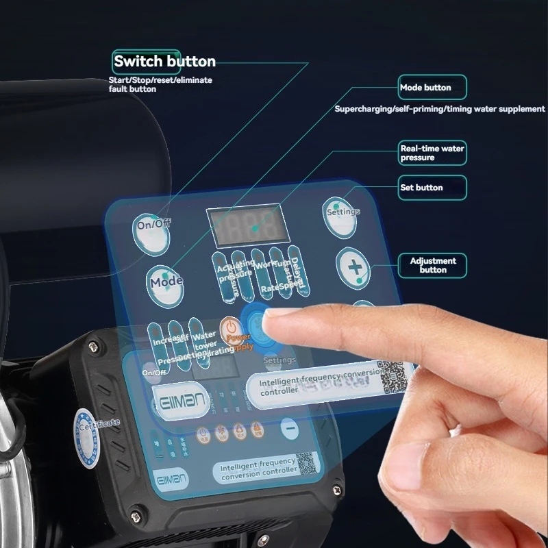 750W Intelligent Automatic Household Tap Water Pipeline High Pressure Solar 304 Stainless Steel Water Pump Booster