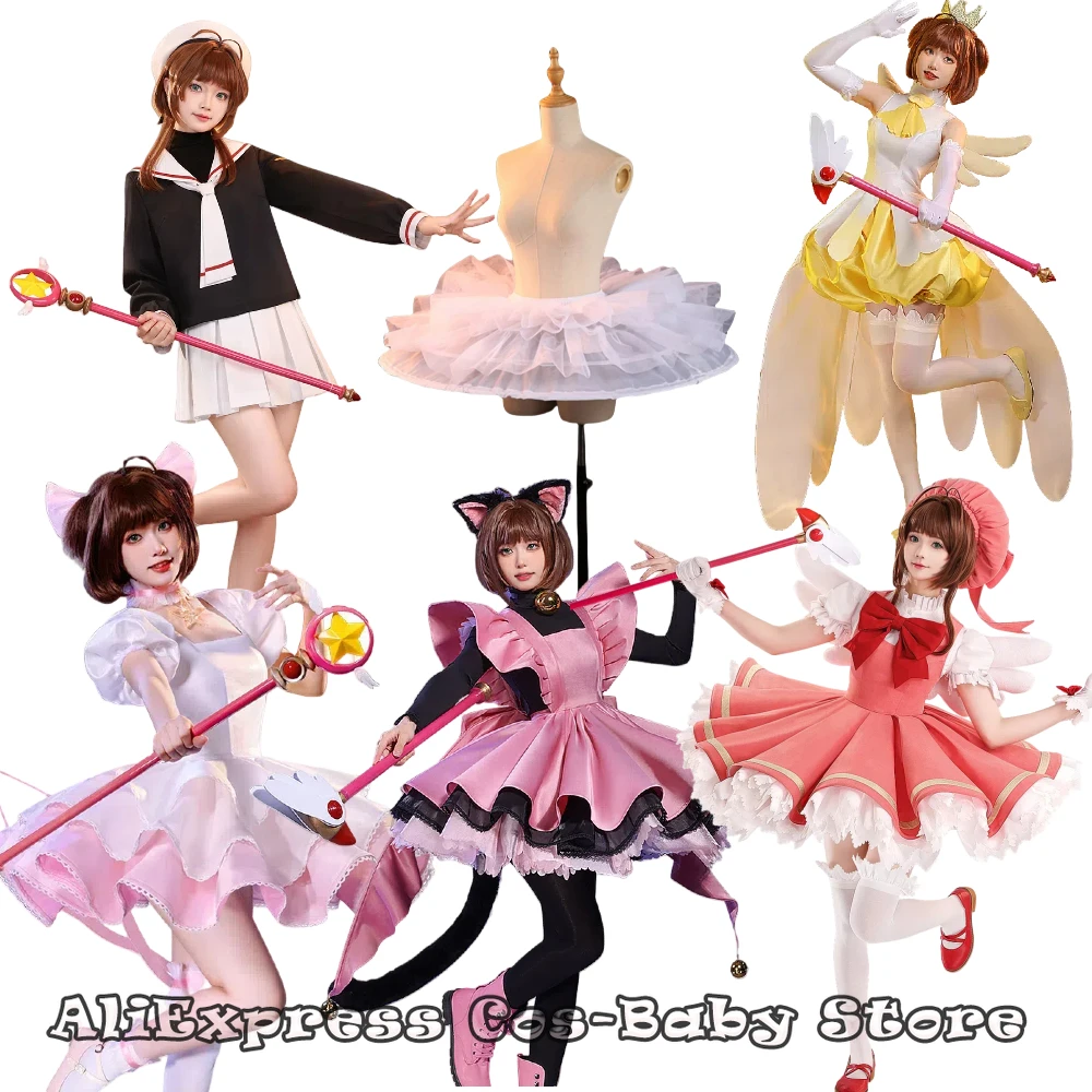 

Аниме Cardcaptor-Sakura Косплей Все комплекты Платье Лолиты Хэллоуин Для Карты Captor Косплей Киномото Сакура Косплей Костюм Парик Кепка