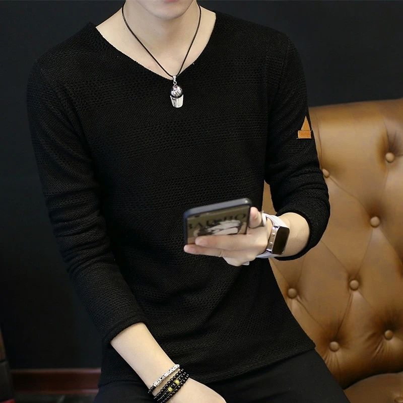 Knit Sweater Male No Hoodie Men\'s Clothing Red Pullovers Icon V Neck Sale Classic Street Elegant Pull Oversize Korean Fashion A