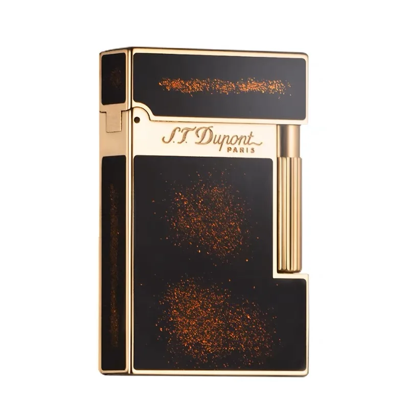 S.T. Dupont L2 Roller Decoration Black Lacquer Gold Lame Lighter Collection Stdupont Lighters