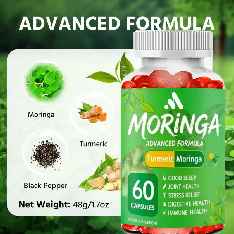 Moringa Capsules Contain Turmeric, Cinnamon, Quercetin, Indian Ginseng, Ginger, Frankincense, Nettle, Saffron  Eat