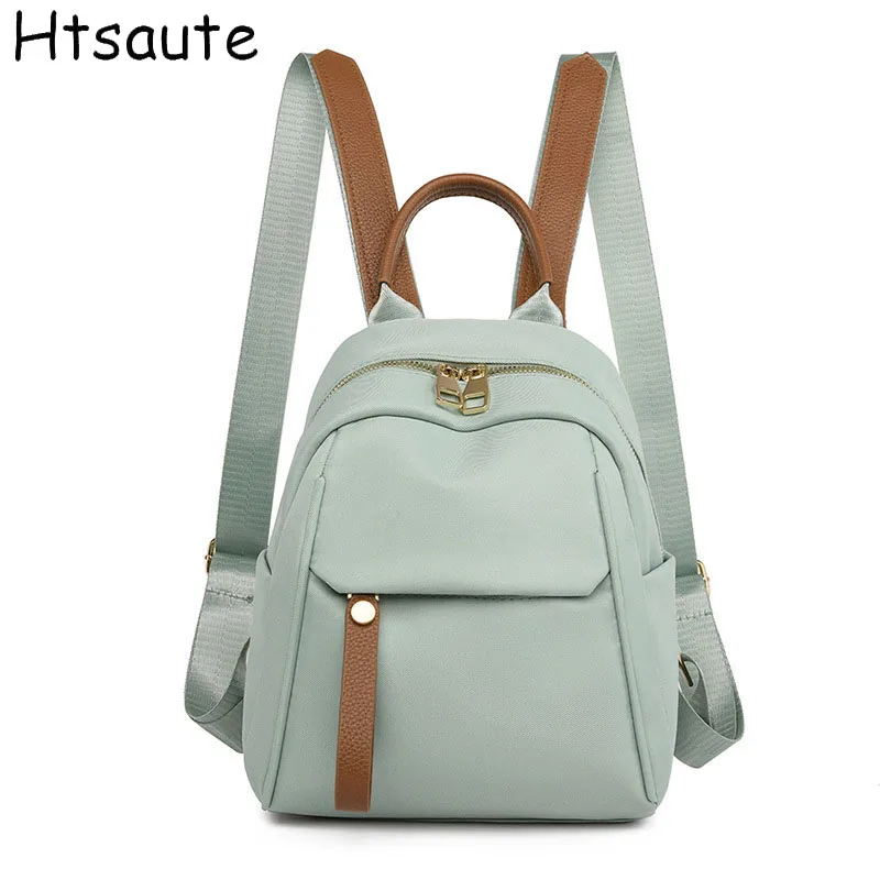 

Ladies Mini Backpack Color Large Capacity Oxford Cloth Crossbody Use School Bag Lightweight Tassel Zipper Waterproof Rucksack