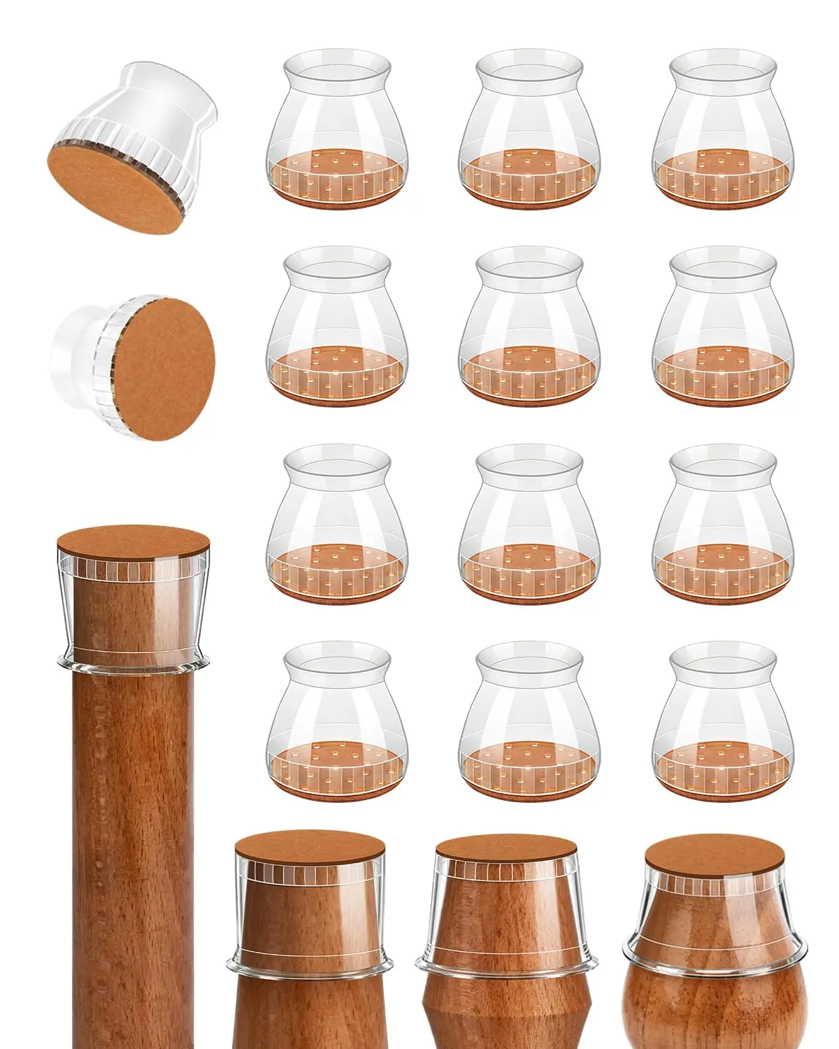 8 Pack Chair Leg Floor Protectors, Silicone Felt Furniture Leg Guards Furniture Pads for Hardwood & Cork Floors, Chair Feet Cap