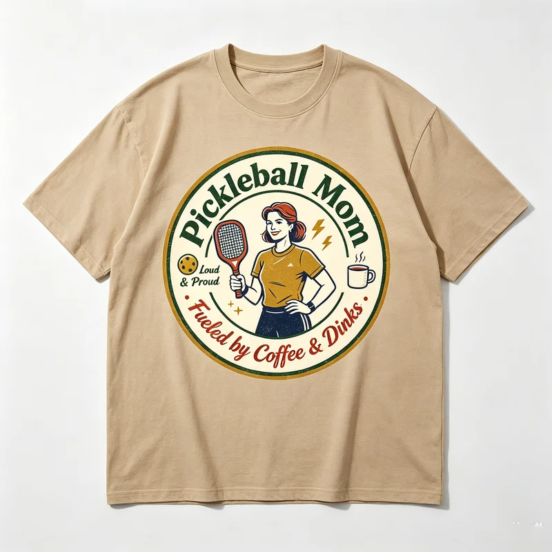 Vintage Pickleball Bonus Mom Graphic T-Shirt Part Coach Part Cheerleader Women Casual Cotton Tee Gift For Pickleball Fans