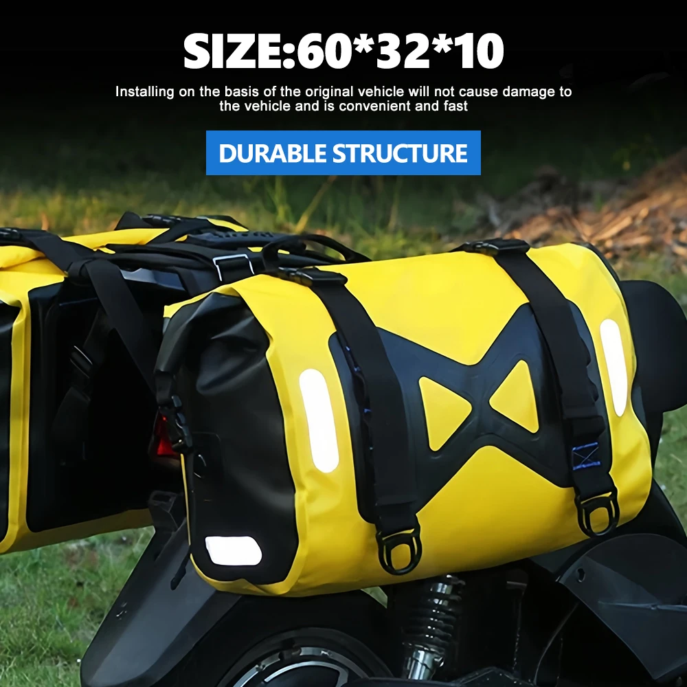 Universal Motorcycle Saddle Bag TPU Material Side Bags Waterproof Travel Tail Bag Motorcycle Touring Equipment
