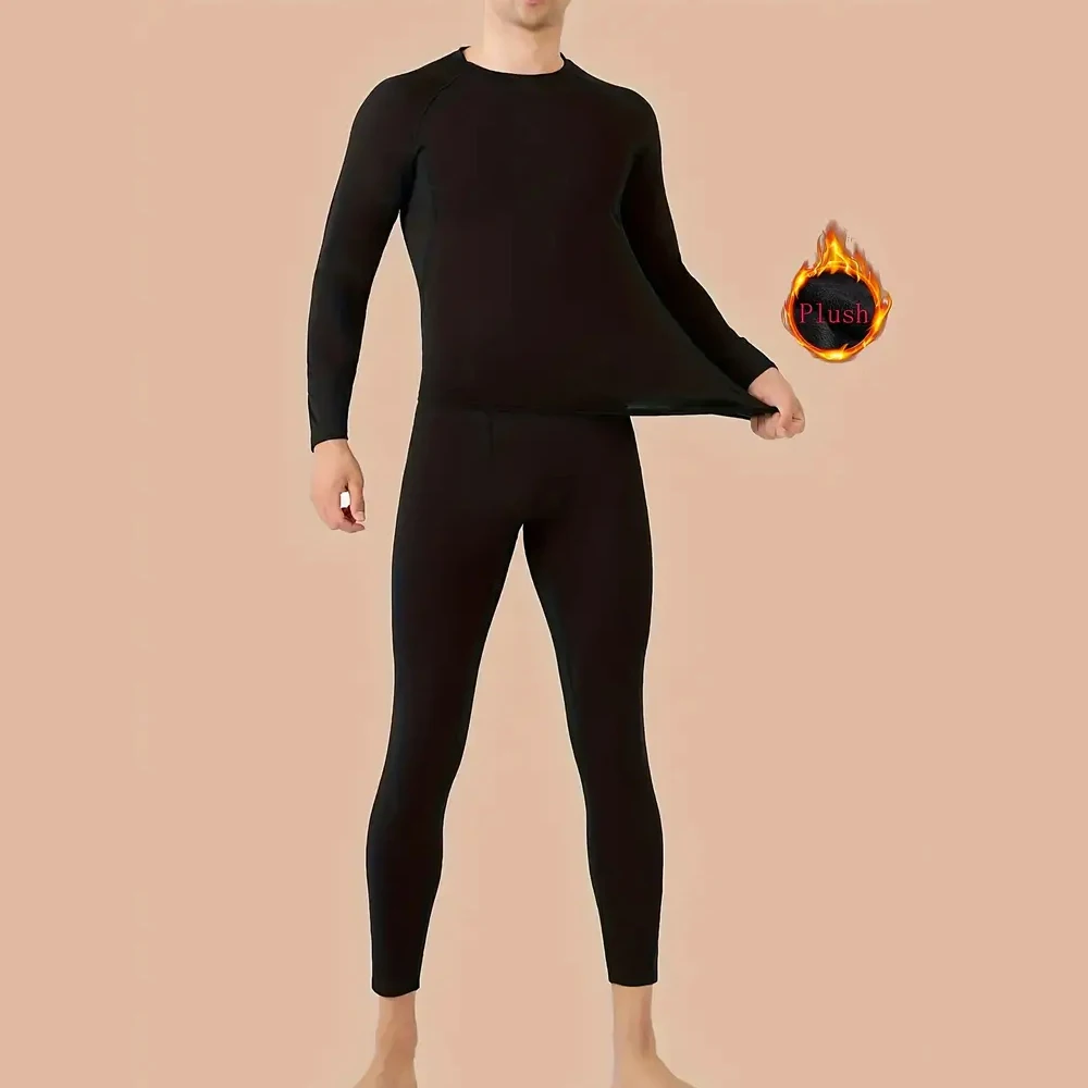 Winter Thermal Underwear Set For Men Keep Warm Long Johns Base Layer Sports Fitness Leggings Tight Undershirts Fleece Pajamas