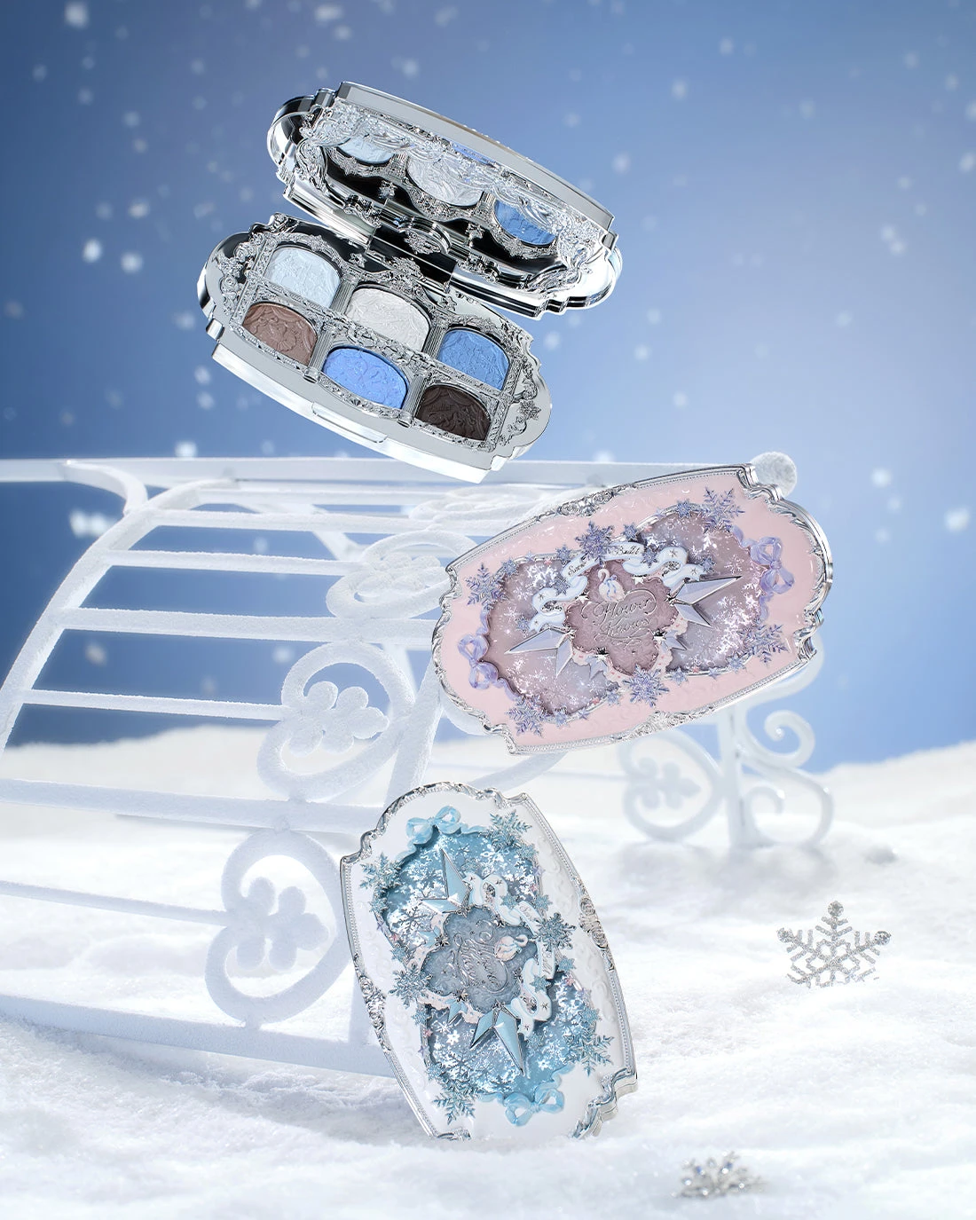 Flower Knows Snow Ballet makeup set Satin Makeup Palette Blush Lip Duo Long Lasting Lip Color Romantic Balletcore Cosmetics
