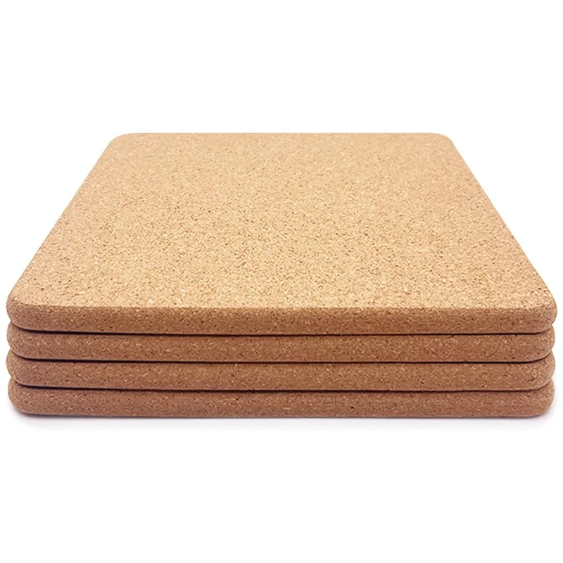 High Density Thick Square Cork Pad for Hot Dishes, 8 Inch Heat Resistant Multifunction Cork Coaster, Cork Hot Pads