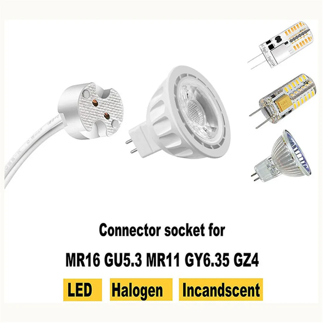 Mini Bi-pin MR16 G4 Ceramic Socket MR11 G5.3 Halogen Bulbs Base Holder Lamp Ceramic Wire Connector for Incandescent Led Socket