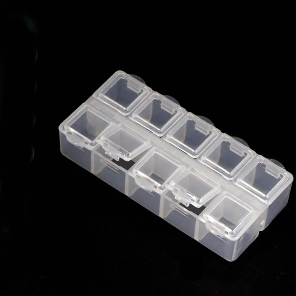 Sewing Tool Transparent Bead Organizer Plastic Pink 10 Grid Square Box Rectangle Storage Boxes Table