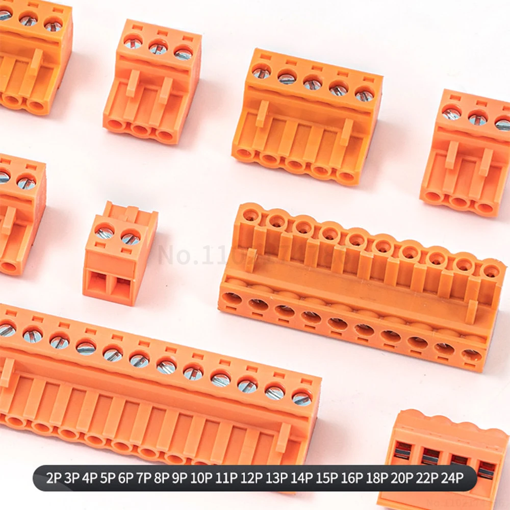 (5 pcs) 2EDGK - 5.08mm pluggable PCB Phoenix orange 2~12P socket and plug terminal block KF 15EDGK 5.08
