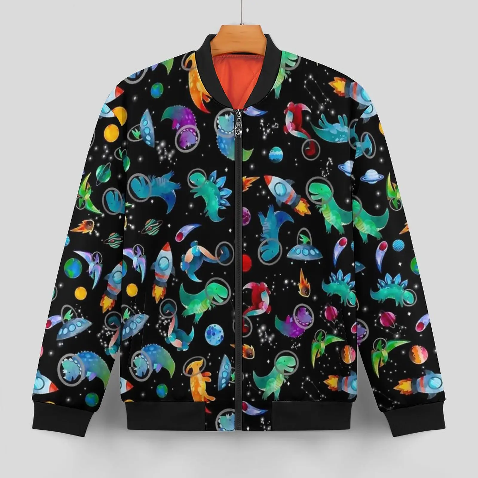 Space Dinosaurs Galaxy Print Jackets Man Winter Coats Street Wear Waterproof Casual Windbreak Classic Jacket Plus Size