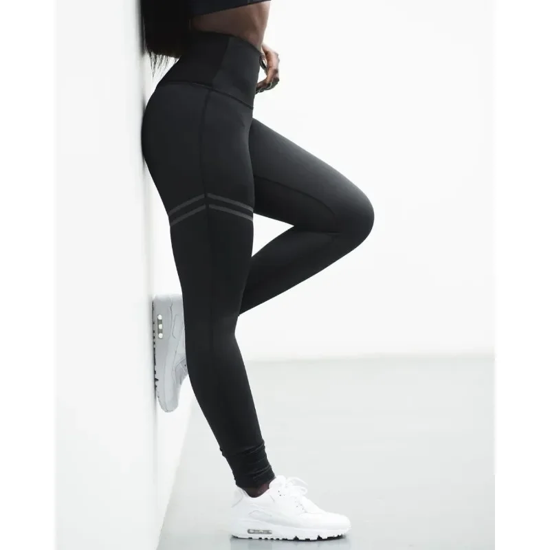 Woman Pants High Waist Sport Pants Women\'s Fitness Sport Leggings Stripe Printing Elastic Gym Workout Tights Running Trousers