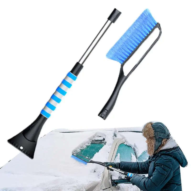 Car Snow Scraper And Brush Extensible Snowbrush With Ice Scraper Tool Multi Purpose Winter Snow Shovel Car Exterior Accessories