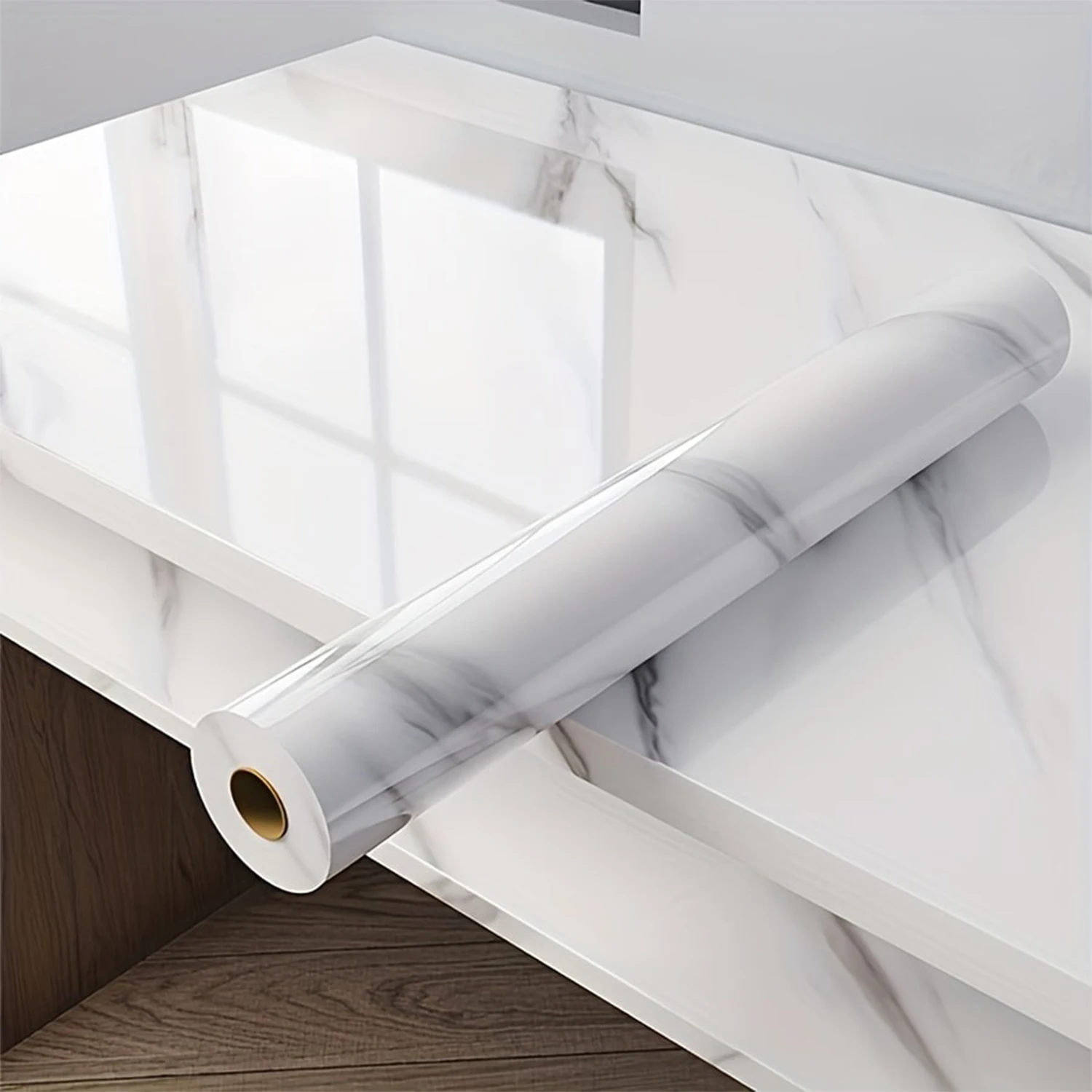 55 سنتيمتر الرخام ذاتية اللصق خلفية المطبخ خزانة موقد كونترتوب ورق اتصال بولي كلوريد الفينيل مقاوم للماء تجديد بلاط ملصقات جدار #1