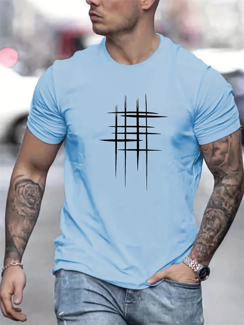 Simple Line Graphic T Shirts For Men Summer Fashion Short Sleeve O Neck 3D Printed T-shirts Loose Casual Breathable Tees Tops image 4