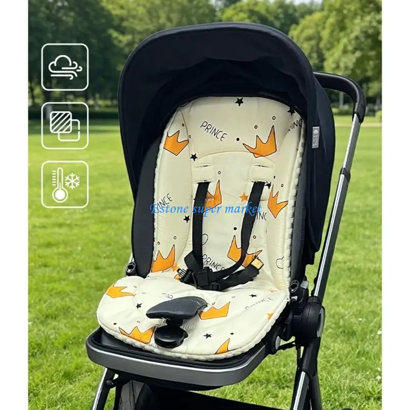 090B Reversible Infants Strollers Liner Padded Insert with Harness Openings, Soft Washable Cushion for Daily Walks
