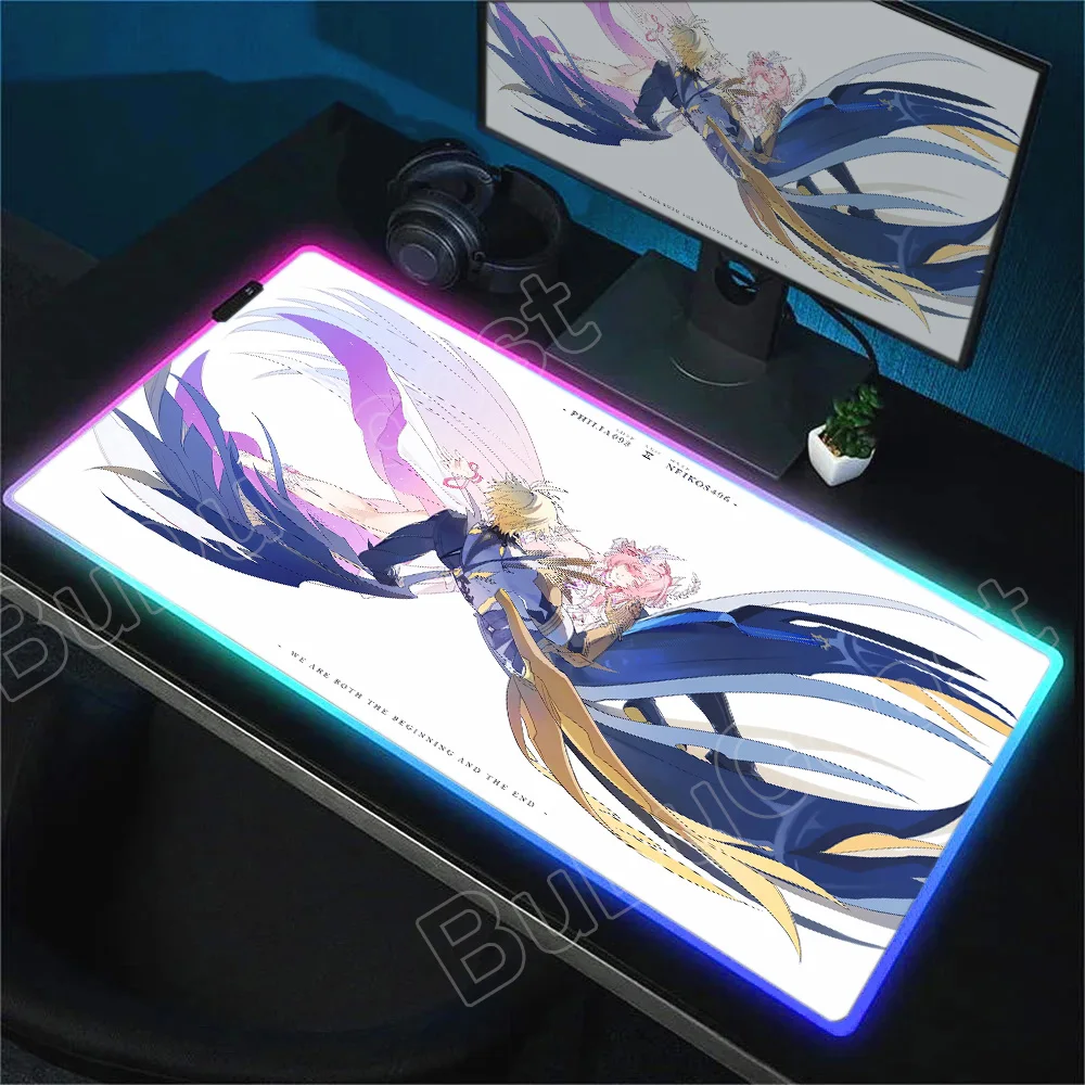 

RGB LED Honkai Star Rail Large Non-slip PC Mat Deskpad Gaming Mousepad Speed Rug Game Table Mats Anime Cyrene Keyboard Mouse Pad