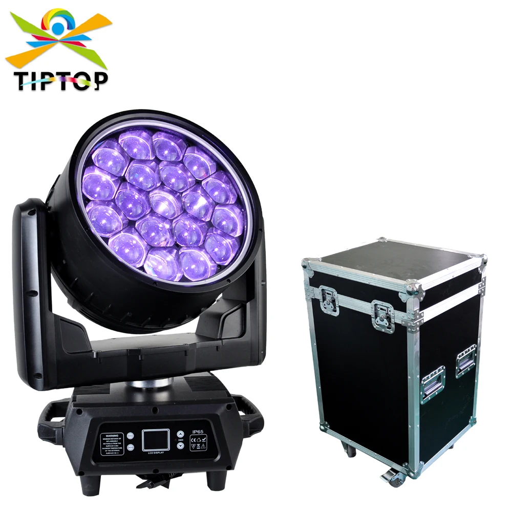 1IN1 Flight Case Pack 19x40W Waterproof Bee Eyes Moving Head Zoom Light with Halo RGB Ring K10 Program Fireproof Aluminum