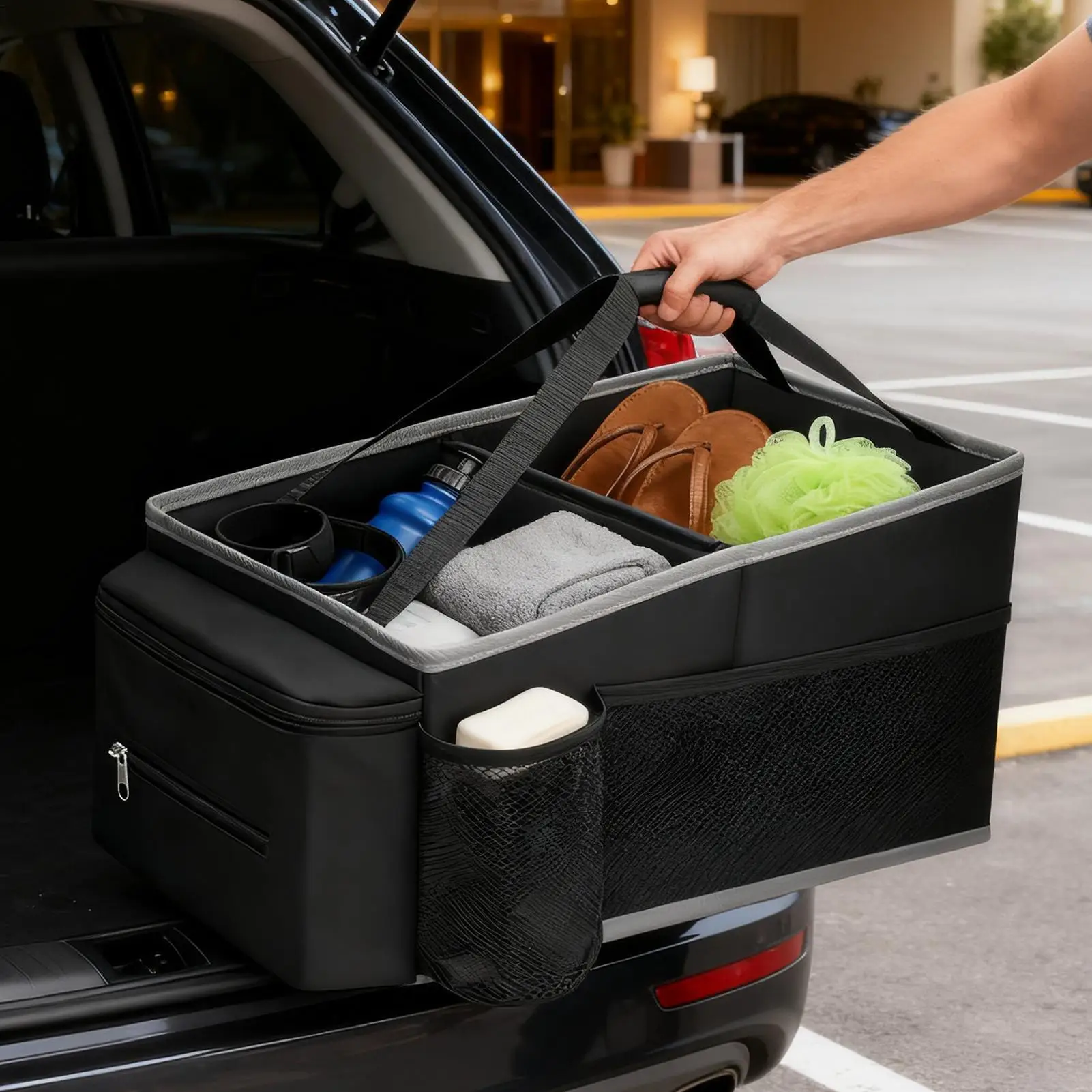 

Ящик для хранения в багажнике автомобиля, принадлежности для хранения, складная сумка для хранения автомобиля, автокресло, контейнер с несколькими отделениями, органайзер для кемпинга, автомобиля