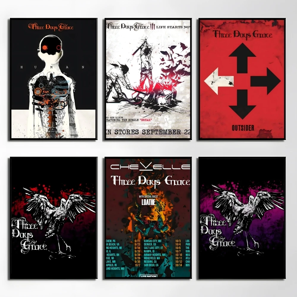 

T-Three days Grace Band Poster Perfect Sticker Self Adhesive Wall Art Designed for Home Office Dining Spaces