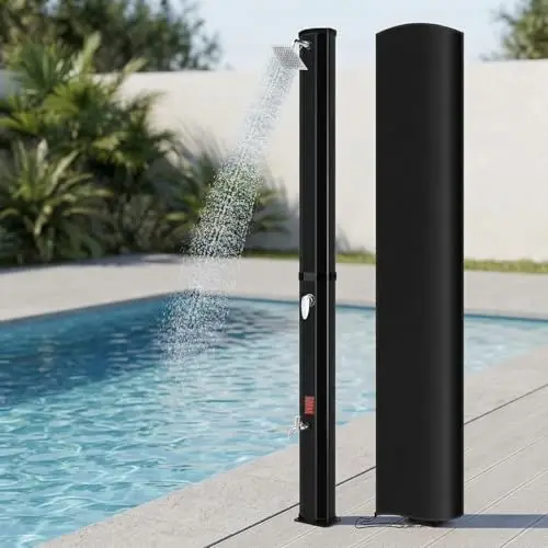 Outdoor 16 Gallon Solar Heated Shower with 360° Rotating Shower Head