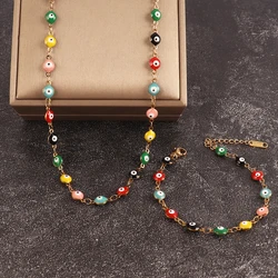 316L Stainless Steel Enamel Turkish Evil Eye Necklace For Women Choker Colorful Evil Eye Charm Necklaces Female Jewelry Gift